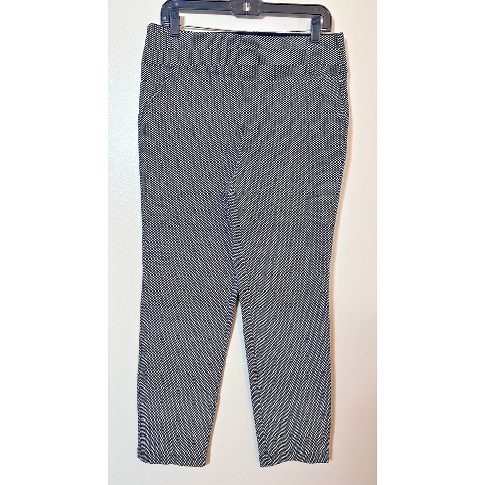 Max Studio Pants Womens L Black White Stretch Ankle Capris Pockets Loops Work